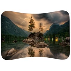 Nature Waters Lake Island Landscape Thunderstorm Velour Seat Head Rest Cushion by Jancukart