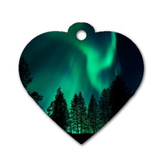 Aurora Northern Lights Phenomenon Atmosphere Sky Dog Tag Heart (one Side) by Jancukart