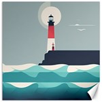 Lighthouse Ocean Nautical Sea Minimal Minimalist Canvas 12  x 12  11.4 x11.56  Canvas - 1