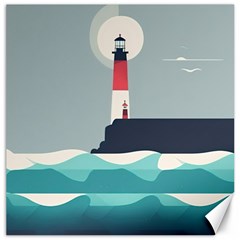 Lighthouse Ocean Nautical Sea Minimal Minimalist Canvas 20  X 20  by Pakemis