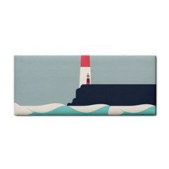 Lighthouse Ocean Nautical Sea Minimal Minimalist Hand Towel by Pakemis