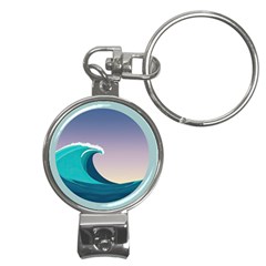 Tsunami Tidal Wave Wave Minimalist Ocean Sea 4 Nail Clippers Key Chain by Pakemis