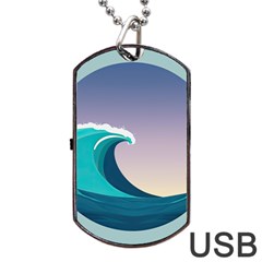 Tsunami Tidal Wave Wave Minimalist Ocean Sea 4 Dog Tag Usb Flash (one Side) by Pakemis