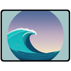 Tsunami Tidal Wave Wave Minimalist Ocean Sea 4 Fleece Blanket (large) by Pakemis