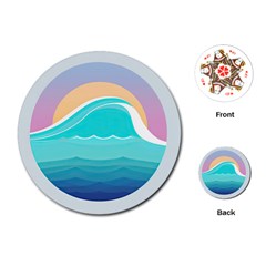 Tsunami Tidal Wave Wave Minimalist Ocean Sea Playing Cards Single Design (round) by Pakemis