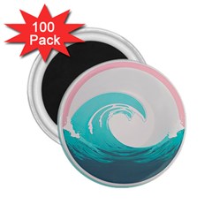 Tidal Wave Ocean Sea Tsunami Wave Minimalist 2 25  Magnets (100 Pack)  by Pakemis