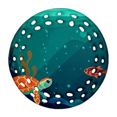 Ai Generated Ocean Sea Fish Aquatic Water Nature 5 Round Filigree Ornament (two Sides) by Pakemis