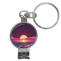 Sunset Ocean Beach Water Tropical Island Vacation 5 Nail Clippers Key Chain by Pakemis