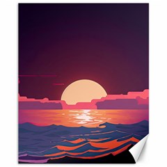 Sunset Ocean Beach Water Tropical Island Vacation 5 Canvas 11  X 14  by Pakemis