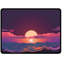 Sunset Ocean Beach Water Tropical Island Vacation 5 One Side Fleece Blanket (large) by Pakemis