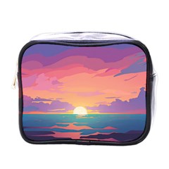 Sunset Ocean Beach Water Tropical Island Vacation 4 Mini Toiletries Bag (one Side) by Pakemis