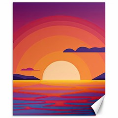 Sunset Ocean Beach Water Tropical Island Vacation Landscape Canvas 11  X 14  by Pakemis