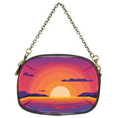 Sunset Ocean Beach Water Tropical Island Vacation Landscape Chain Purse (two Sides) by Pakemis