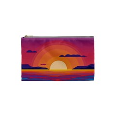 Sunset Ocean Beach Water Tropical Island Vacation Landscape Cosmetic Bag (small) by Pakemis