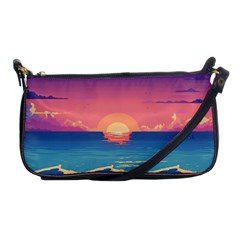 Sunset Ocean Beach Water Tropical Island Vacation 2 Shoulder Clutch Bag by Pakemis