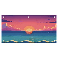 Sunset Ocean Beach Water Tropical Island Vacation 2 Banner And Sign 6  X 3  by Pakemis