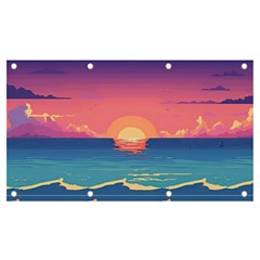 Sunset Ocean Beach Water Tropical Island Vacation 2 Banner And Sign 7  X 4  by Pakemis