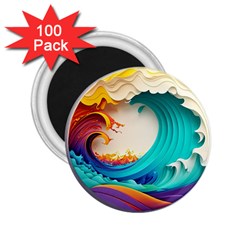 Tsunami Tidal Wave Wave Minimalist Ocean Sea 3 2.25  Magnets (100 pack) 