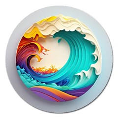 Tsunami Tidal Wave Wave Minimalist Ocean Sea 3 Magnet 5  (Round)