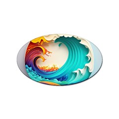 Tsunami Tidal Wave Wave Minimalist Ocean Sea 3 Sticker Oval (100 pack)