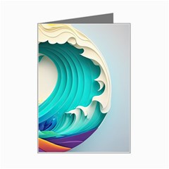 Tsunami Tidal Wave Wave Minimalist Ocean Sea 3 Mini Greeting Card by Pakemis
