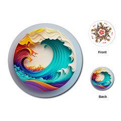 Tsunami Tidal Wave Wave Minimalist Ocean Sea 3 Playing Cards Single Design (Round)