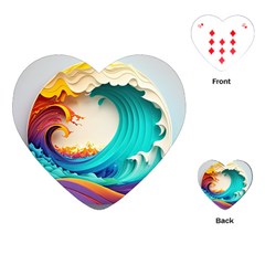 Tsunami Tidal Wave Wave Minimalist Ocean Sea 3 Playing Cards Single Design (Heart)