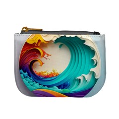 Tsunami Tidal Wave Wave Minimalist Ocean Sea 3 Mini Coin Purse