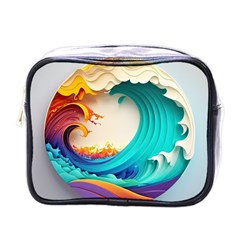 Tsunami Tidal Wave Wave Minimalist Ocean Sea 3 Mini Toiletries Bag (One Side)