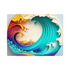 Tsunami Tidal Wave Wave Minimalist Ocean Sea 3 One Side Premium Plush Fleece Blanket (Mini)