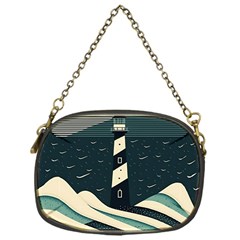 Lighthouse Abstract Ocean Sea Waves Water Blue Chain Purse (one Side) by Pakemis