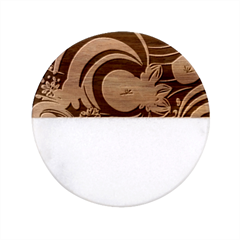 Flowers Pattern Floral Ocean Abstract Digital Art Classic Marble Wood Coaster (round) 