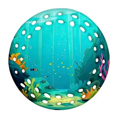 Intro Youtube Background Wallpaper Aquatic Water Round Filigree Ornament (two Sides) by Pakemis