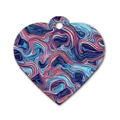 Fluid Art Pattern Dog Tag Heart (One Side)