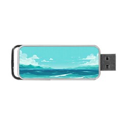 Ai Generated Ocean Waves Sea Water Anime Portable Usb Flash (two Sides) by Pakemis