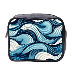 Pattern Ocean Waves Arctic Ocean Blue Nature Sea Mini Toiletries Bag (two Sides) by Pakemis