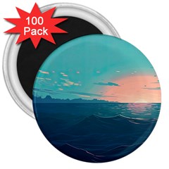 Ai Generated Ocean Sea Water Anime Nautical 3  Magnets (100 Pack) by Pakemis