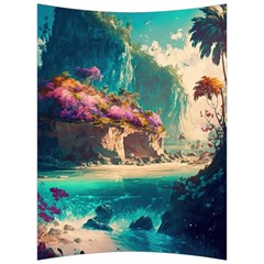 Tropical Island Fantasy Landscape Palm Trees Ocean Back Support Cushion