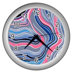 Fluid Abstract Art Wall Clock (silver) by GardenOfOphir