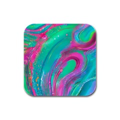 Fluid Art Background Rubber Square Coaster (4 Pack) by GardenOfOphir