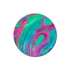 Fluid Art Background Rubber Round Coaster (4 Pack) by GardenOfOphir