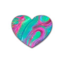 Fluid Art Background Rubber Coaster (heart) by GardenOfOphir