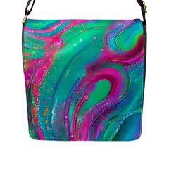 Fluid Art Background Flap Closure Messenger Bag (l) by GardenOfOphir