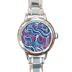 Liquid Art Pattern Round Italian Charm Watch by GardenOfOphir