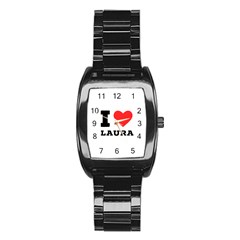 I Love Laura Stainless Steel Barrel Watch by ilovewhateva