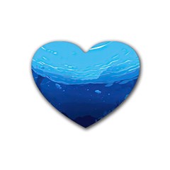 Ai Generated Ocean Sea Fish Underwater Water Rubber Heart Coaster (4 Pack) by Pakemis