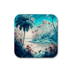 Tropical Winter Tropical Winter Landscape Rubber Square Coaster (4 Pack) by Pakemis