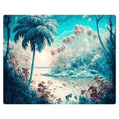 Tropical Winter Tropical Winter Landscape One Side Premium Plush Fleece Blanket (medium) by Pakemis