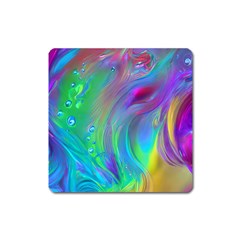 Fluid Art - Artistic And Colorful Square Magnet by GardenOfOphir