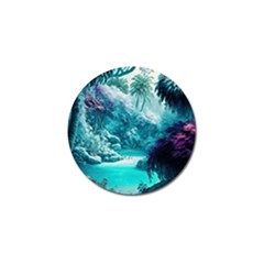 Landscape Nature Digital Art Palm Trees Paradise Golf Ball Marker (4 Pack) by Pakemis
